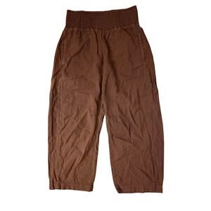 Anthropolgie Pilcro Womens High Rise Linen Straight Leg Pull On Cropped Pants XS